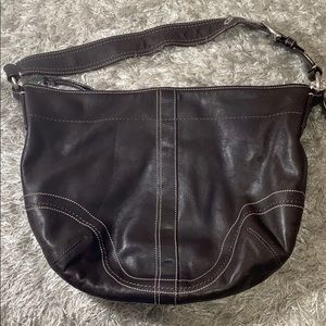 Coach leather hobo bag with silver hardware